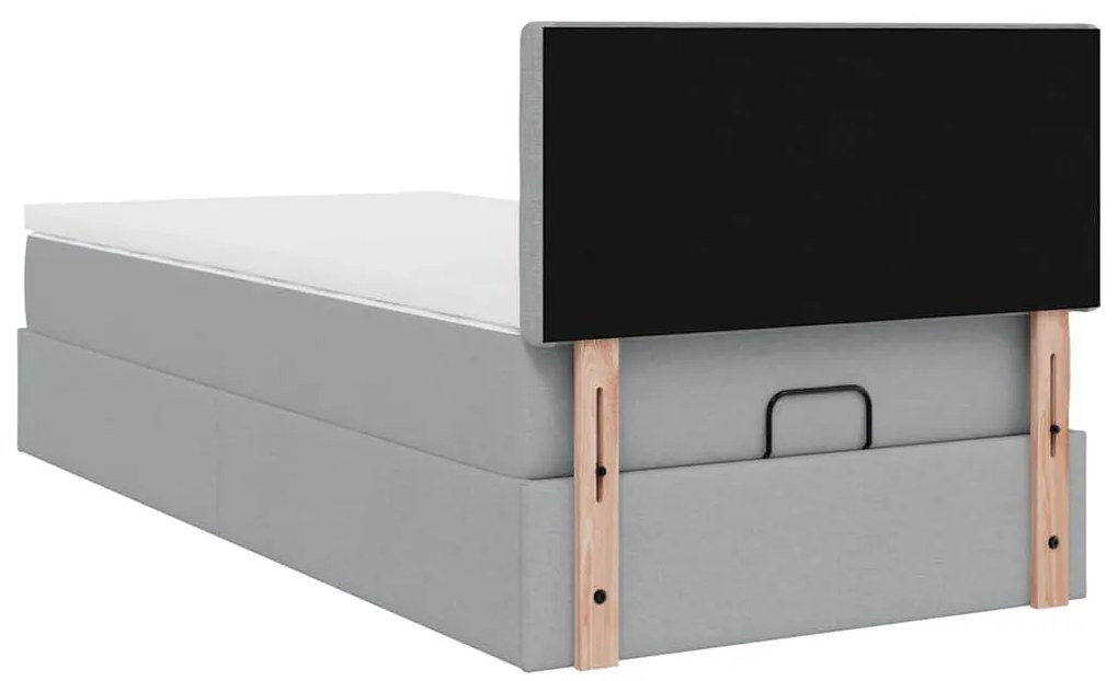 Estrutura cama otomana colchão 90x190 cm tecido cinzento claro