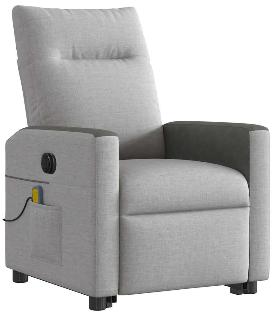 Poltrona elétrica elevatória massagens tecido cinzento-nublado