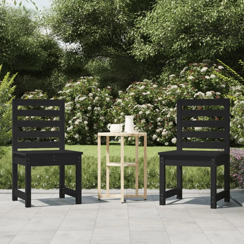 vidaXL Cadeiras de jardim 2 pcs 50x48x91,5 cm pinho maciço preto