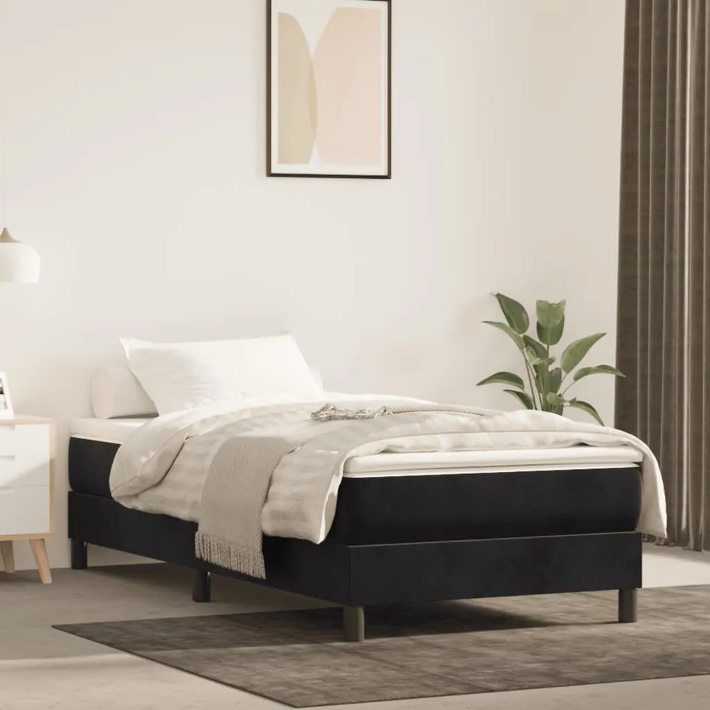 vidaXL Estrutura de cama com molas 90x190 cm veludo preto
