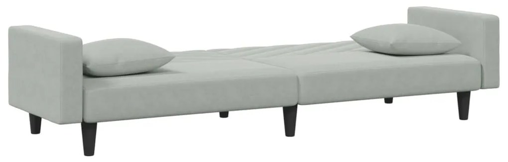 2 pcs conjunto de sofás com almofadas veludo cinzento-claro