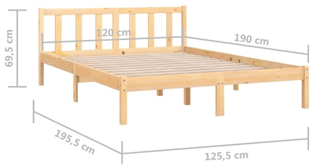 Estrutura de cama pequena casal 120x190 cm pinho maciço