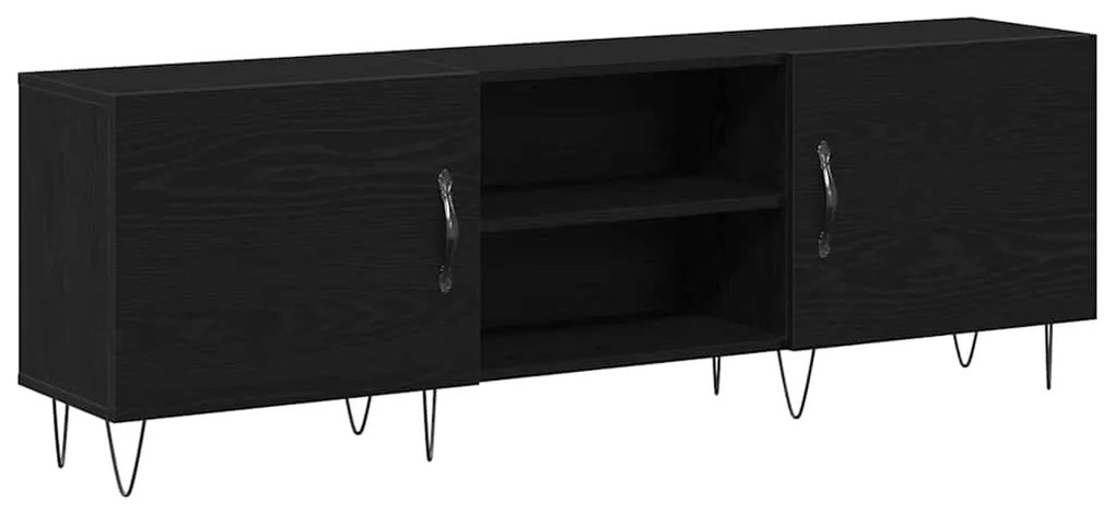 Armário para TV vidaXL Preto Carvalho 150x30x50 cm Madeira engenheirad