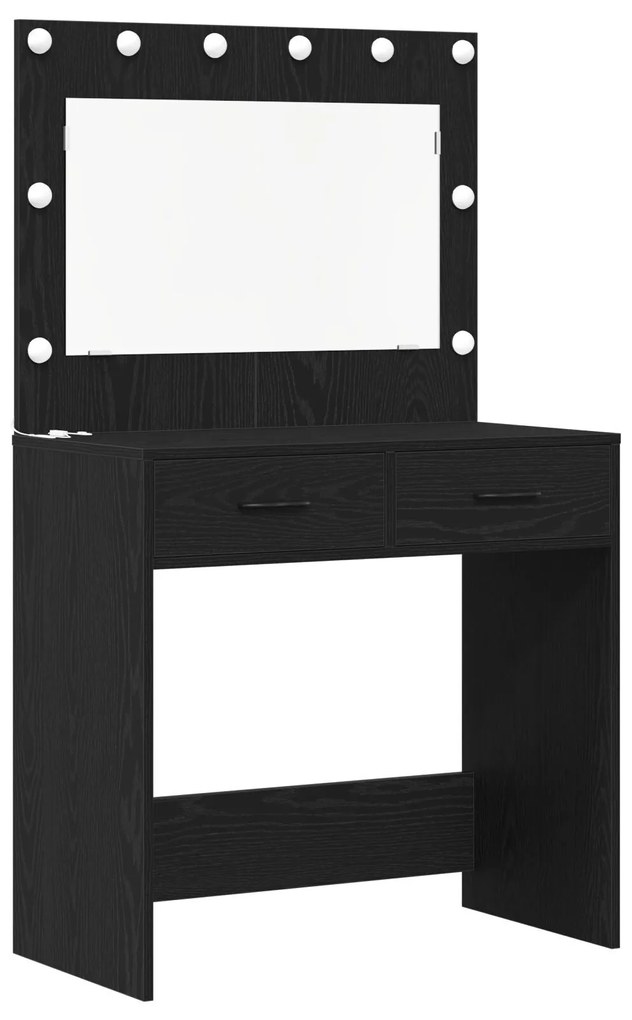 Conjunto de Mesa de Maquilhagem em 3 Peças com Espelho LED em Madeira