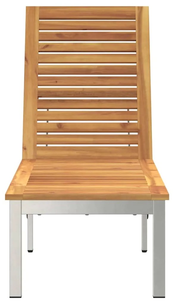 Espreguiçadeira com rodas 207x58x35 cm Madeira sólida de acácia e Aço