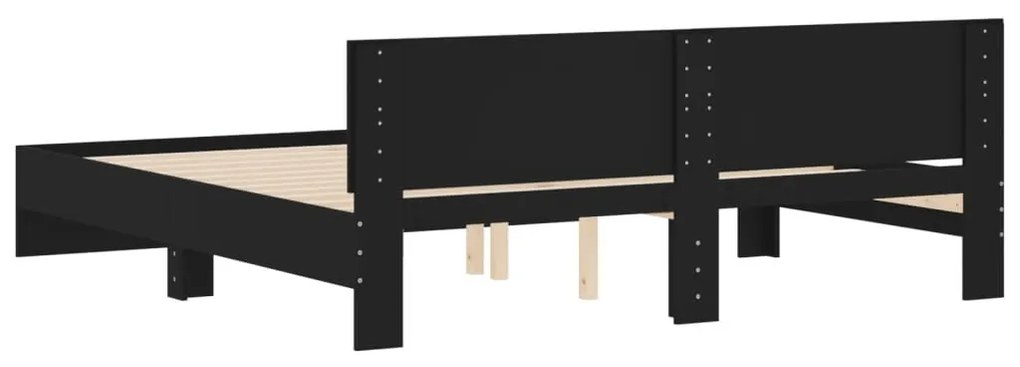 Estrutura de cama com cabeceira 200x200 cm preto