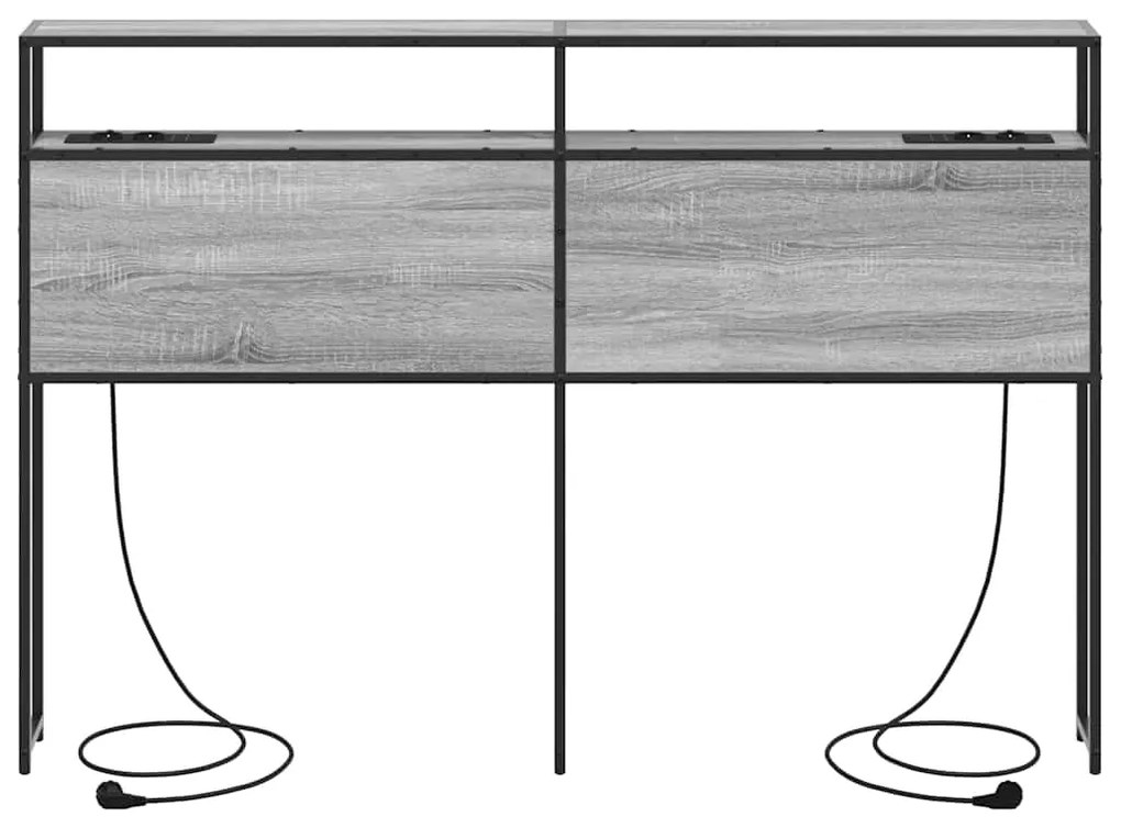 Cabeceira de armazenamento com cabeceira Cinza sonoma 135 cm