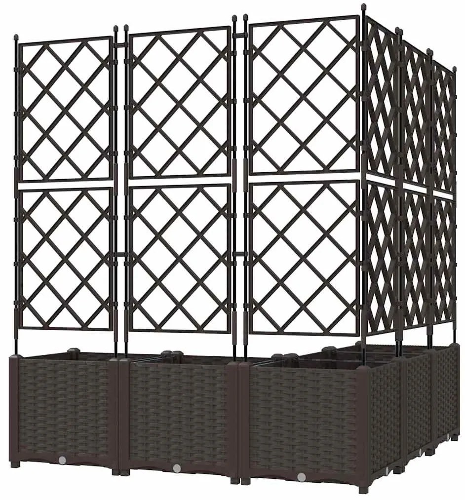 Vaso de Jardim com Treliça 5 pcs Castanho 120x120x143 cm