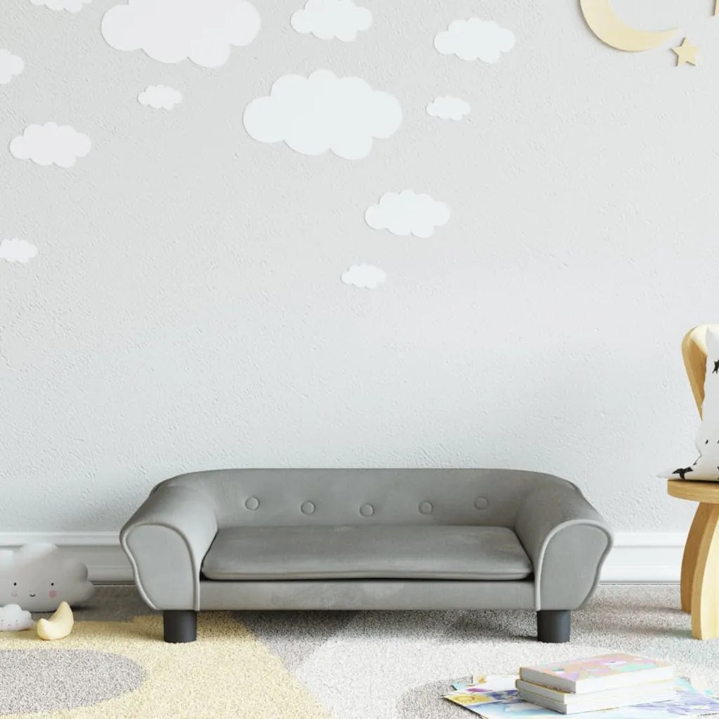 3196401 vidaXL Sofá infantil 70x45x26 cm veludo cinzento-claro
