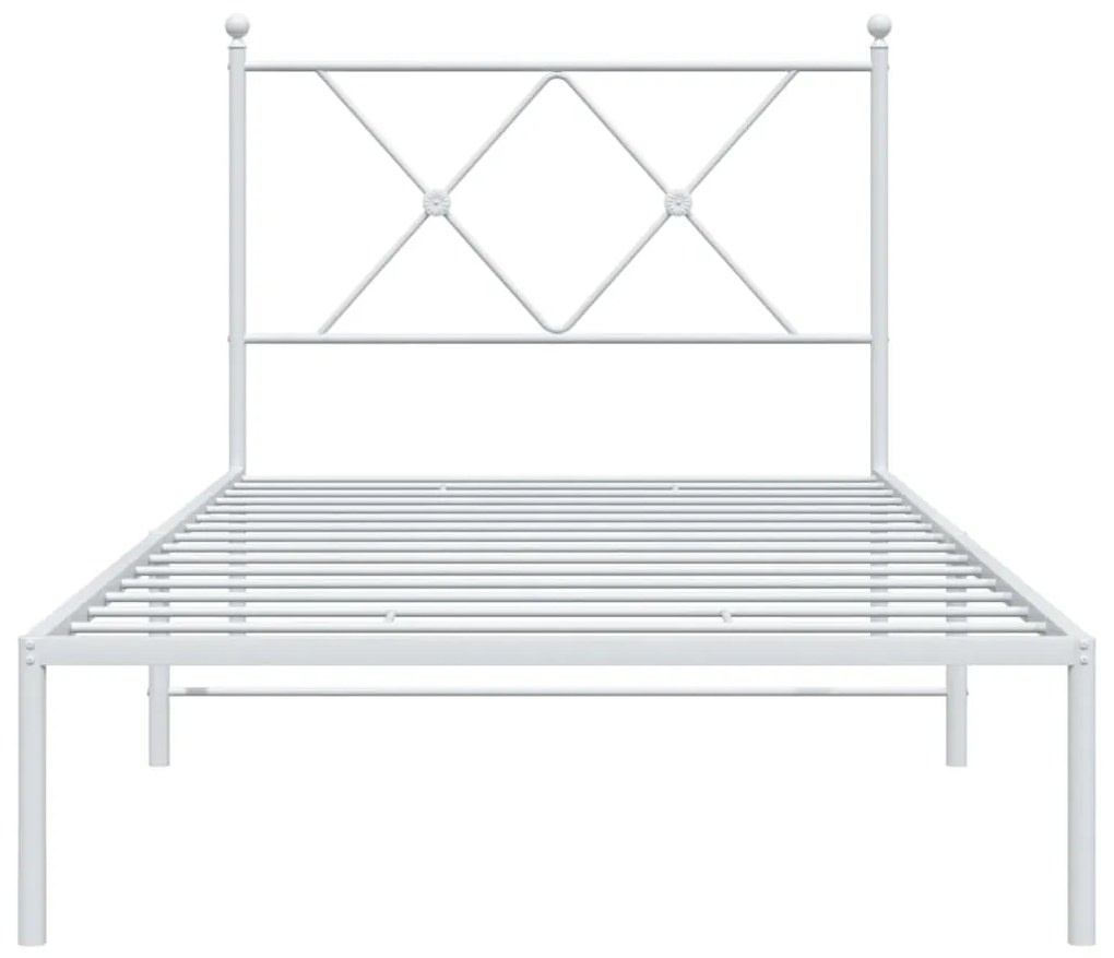 Estrutura de cama com cabeceira 90x190 cm metal branco