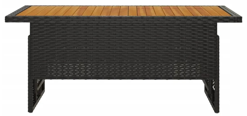 Mesa de jardim 100x50x43/63 cm acácia maciça/vime PE preto