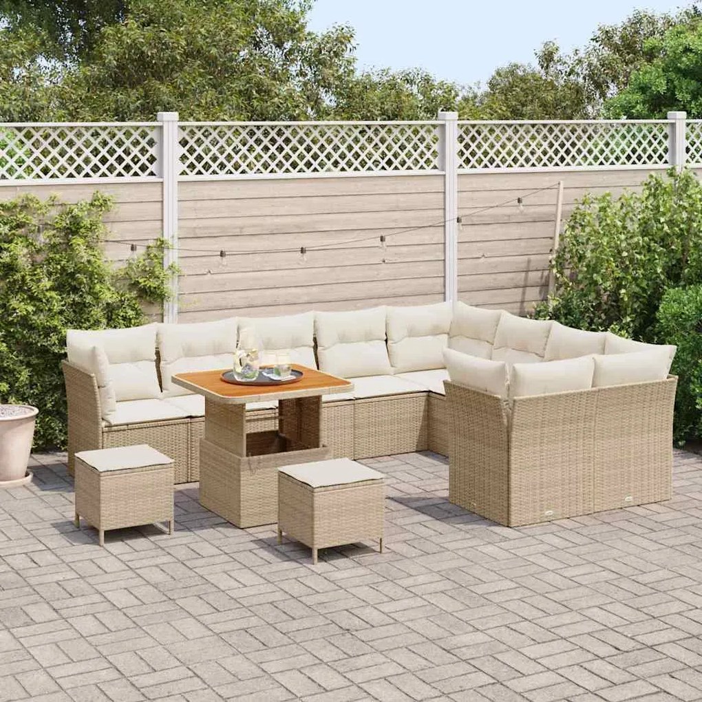 Conjunto de Sofás de Jardim vidaXL de 12 peças com Almofadas Bege em R