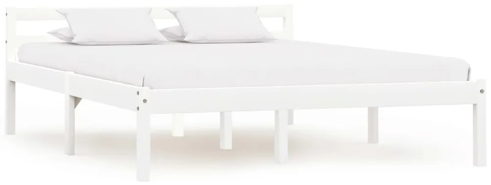 Estrutura de cama 140x200 cm madeira pinho maciço branco