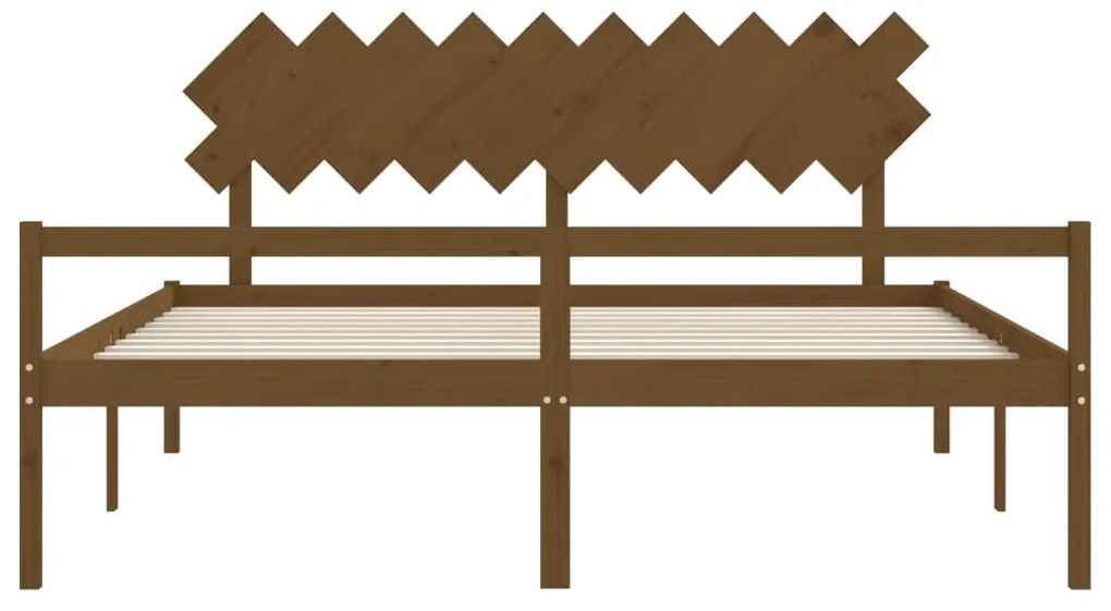 Cama para idosos c/ cabeceira 200x200 cm madeira castanho-mel