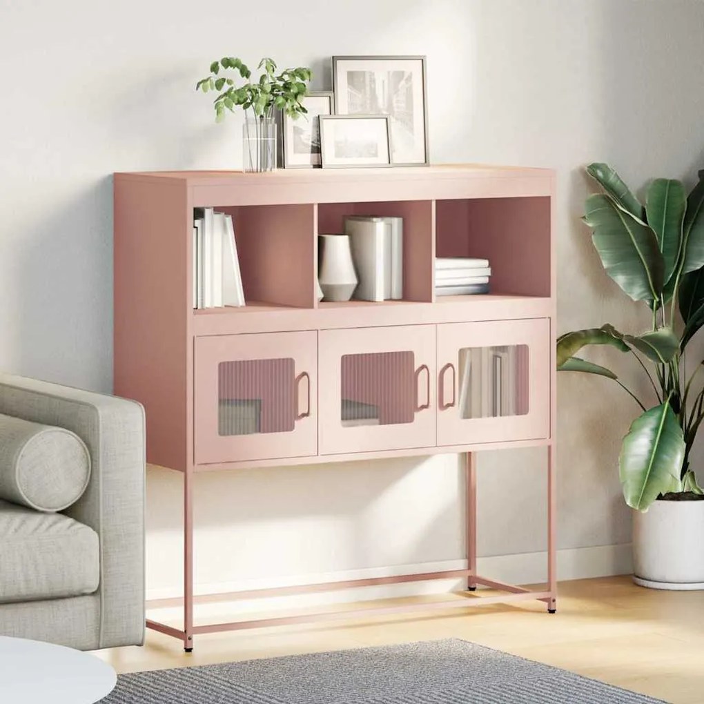 Aparador 100,5x39x107 cm aço laminado a frio rosa