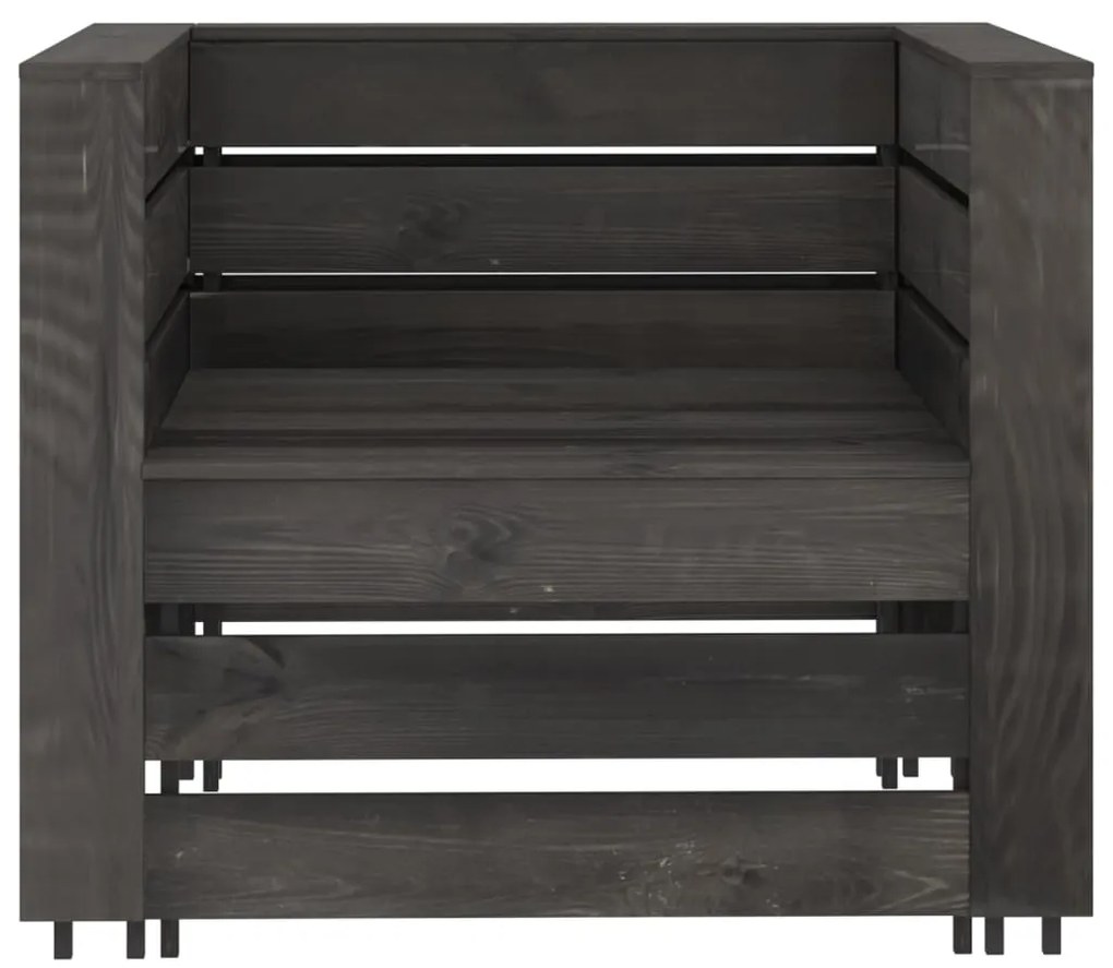 2 pcs conjunto lounge jardim em paletes pinho impregnado cinza