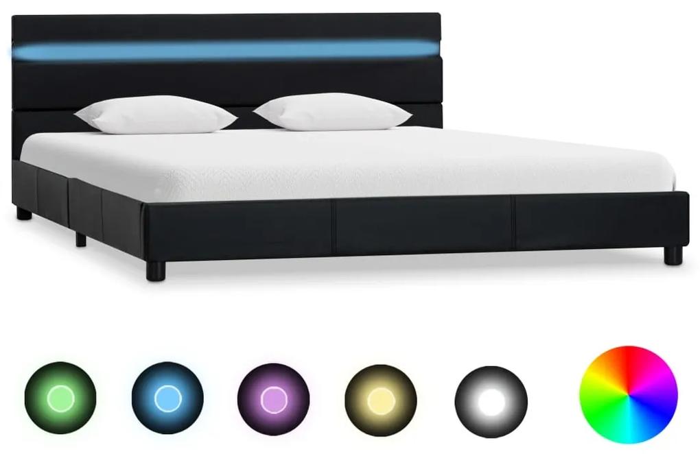 Estrutura de cama com LEDs 140x200 cm couro artificial preto