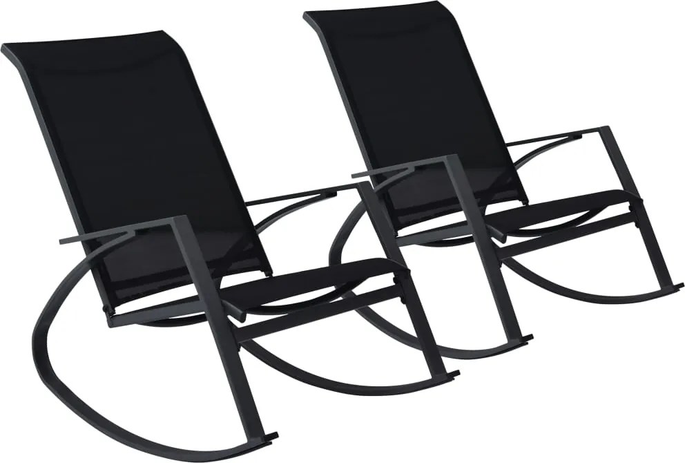 vidaXL Cadeiras de baloiço para jardim 2 pcs textilene preto