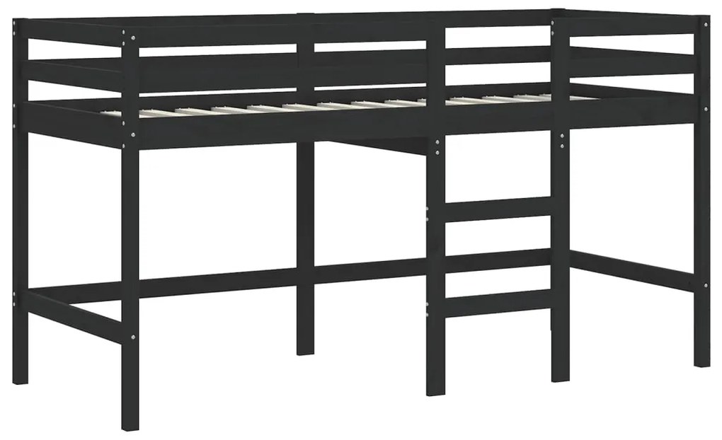 Cama alta p/ criança c/ cortinas 90x190 cm pinho maciço azul