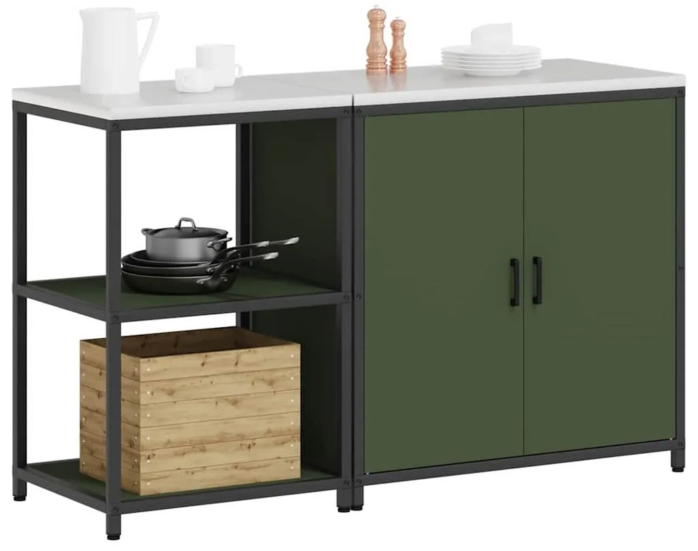 Conjunto de Armazenamento de Cozinha 2 pcs Verde Oliva