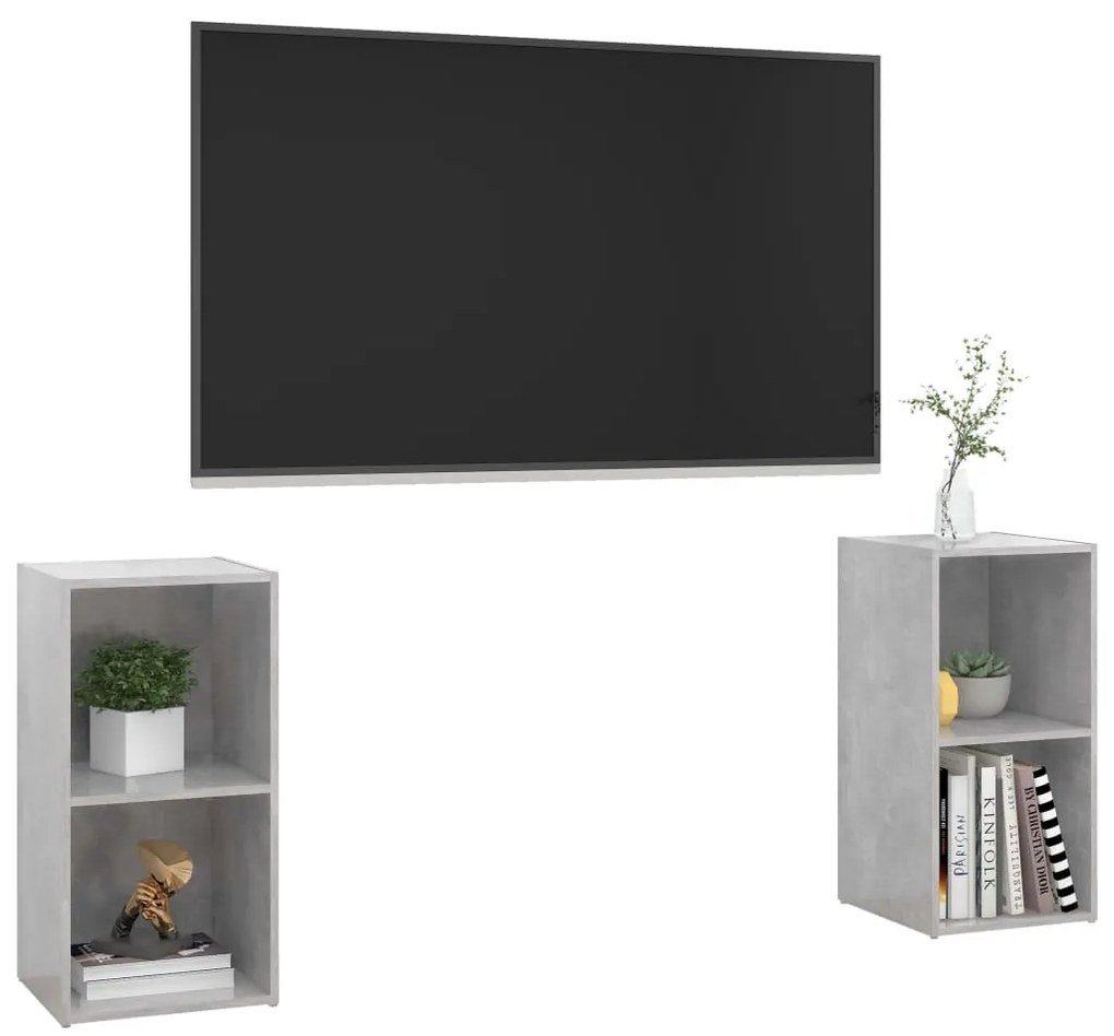 Móveis de TV 2 pcs derivados de madeira cinzento cimento