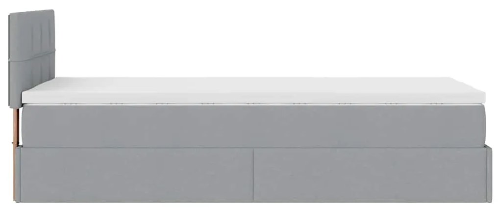 Cama Otomana com colchão & LEDs 90x200 cm tecido cinzento claro