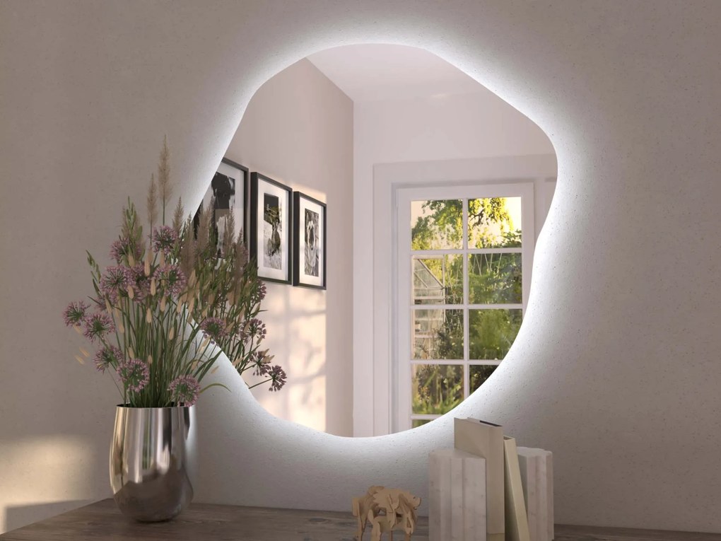 Espelho LED orgânico com iluminação A35 45×46