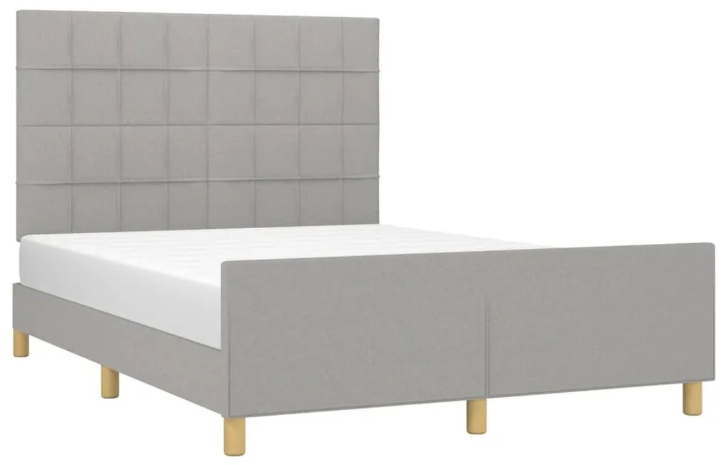 Estrutura de cama sem colchão 140x200 cm tecido cinzento-claro