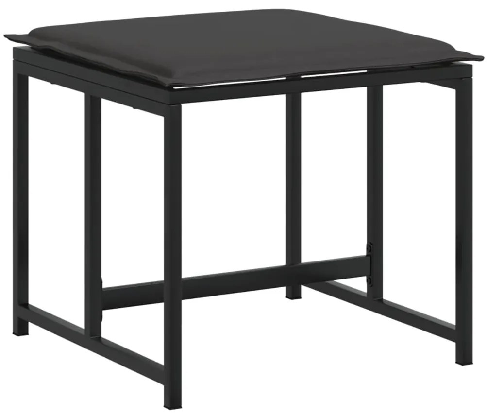 11 pcs conj. de jantar p/ jardim c/ almofadões textilene preto