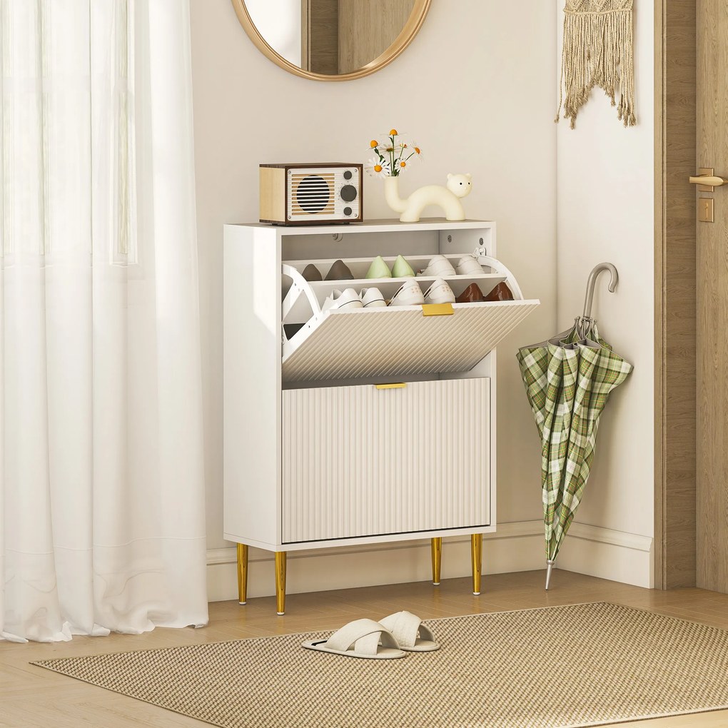 Sapateira Estreita Sapateira para Entrada com Prateleiras Ajustáveis para 12 Pares de Sapatos 60x24x91,5 cm Branco