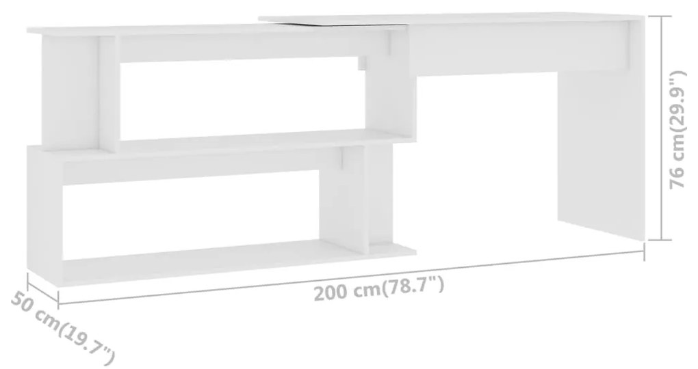 Secretária de Canto Hayo Conversível de 200cm - Branco - Design Modern