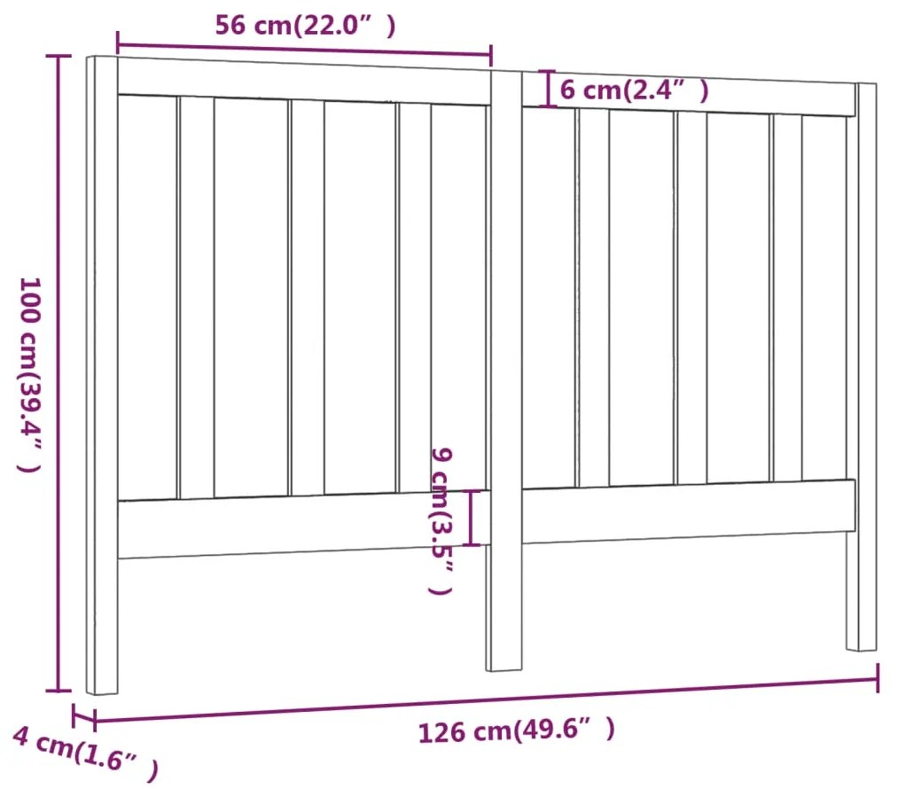 Cabeceira de cama 126x4x100 cm pinho maciço