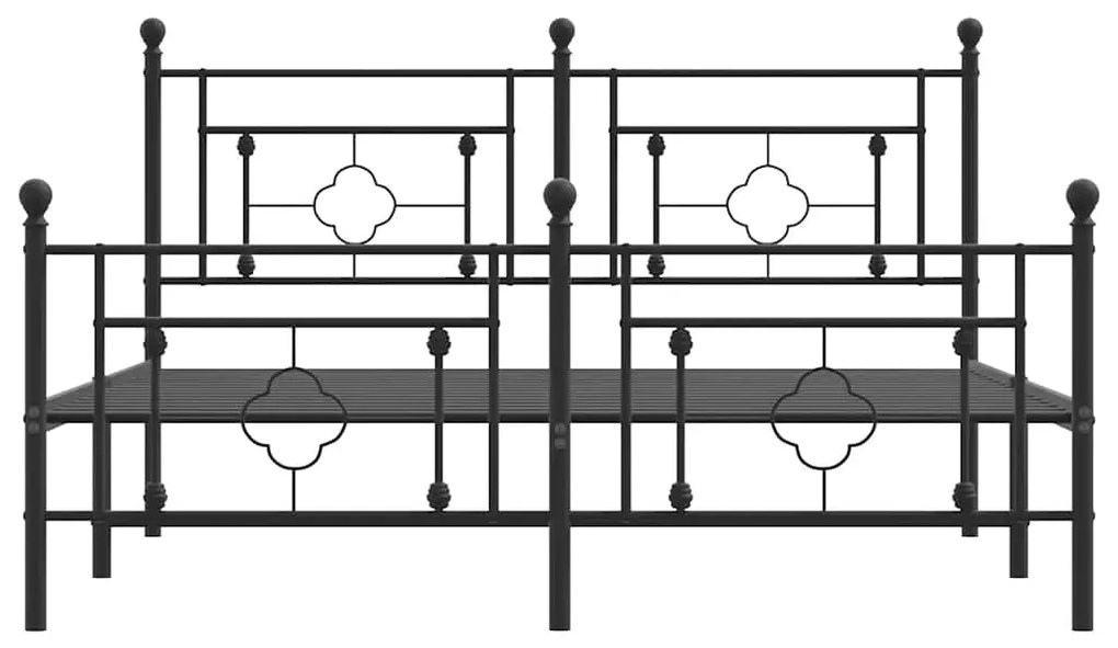 Estrutura de cama com cabeceira e pés 150x200 cm metal preto