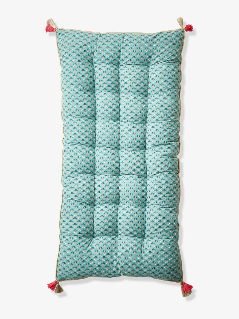 Colchão para o chão em veludo, Eden India verde claro liso com motivo