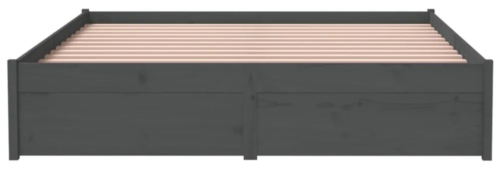 Estrutura de cama 140x200 cm madeira maciça cinzento