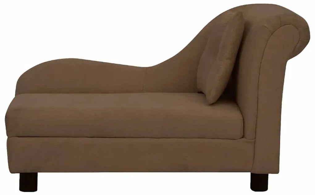 Sofá para cães com almofada 83x44x44 cm pelúcia castanho