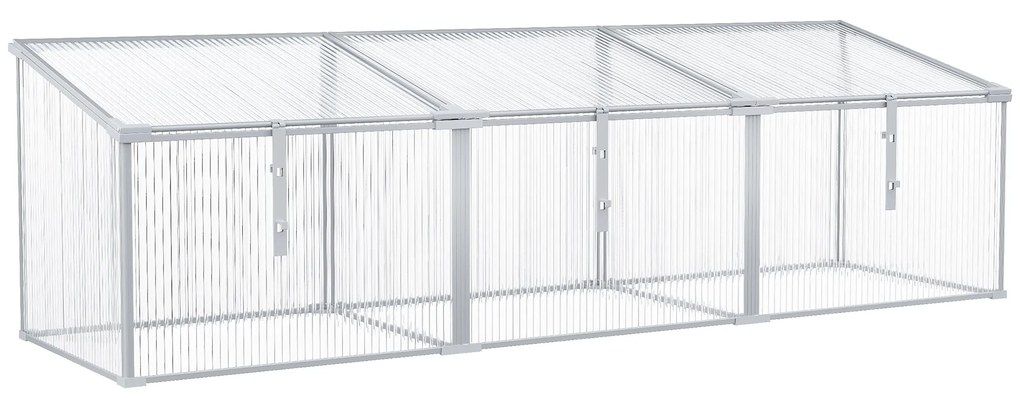 Outsunny Estufa de Jardim Alumínio Policarbonato Transparente Viveiro para Plantas Culturas 180x51x51cm