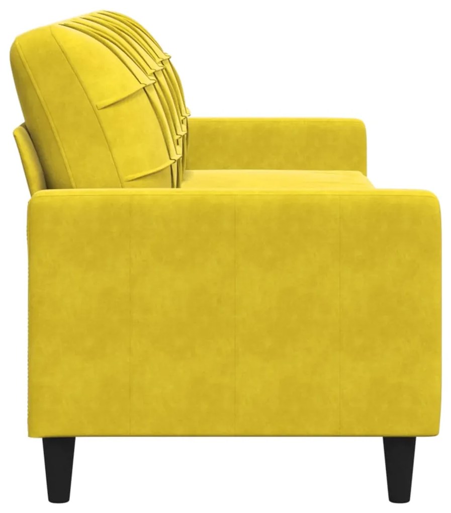 Sofá de 3 lugares 210 cm veludo amarelo