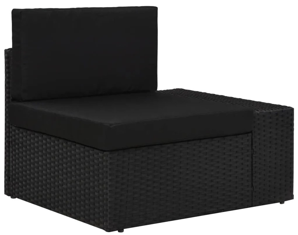 8 pcs conjunto lounge de jardim c/ almofadões vime PE preto