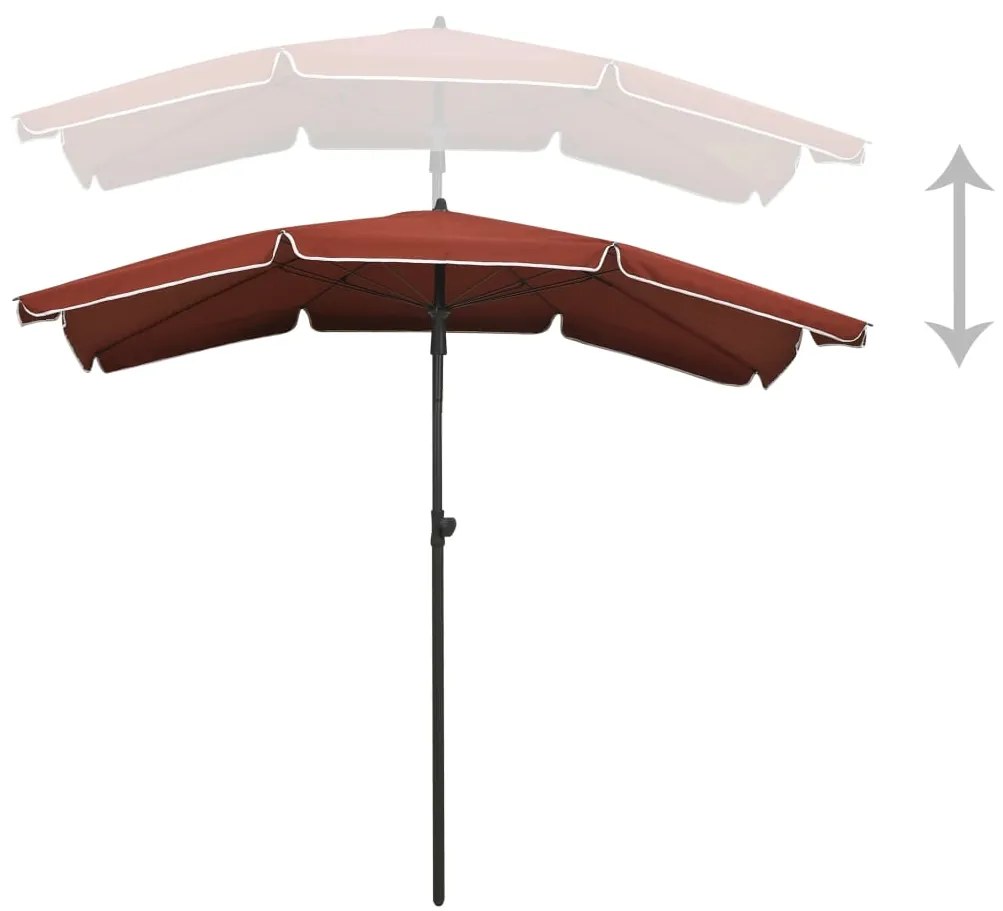 Guarda-sol de jardim com poste 200x130 cm terracota
