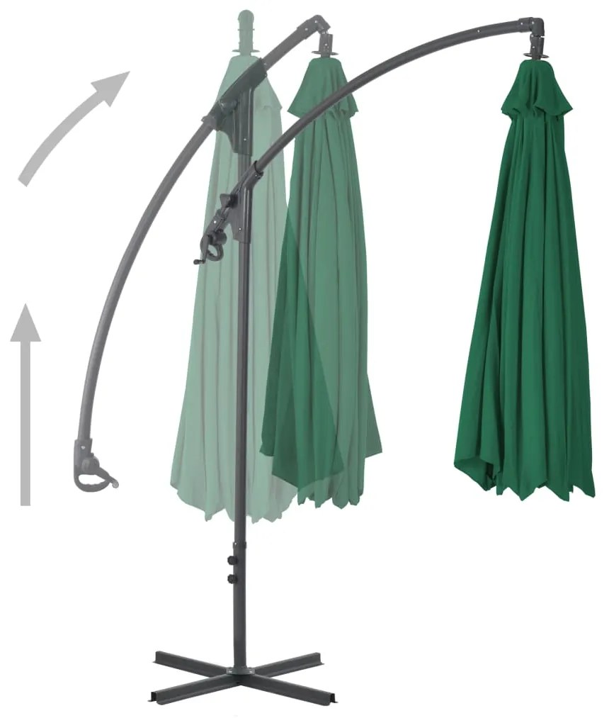 Guarda-sol cantilever com poste de aço 250x250 cm verde