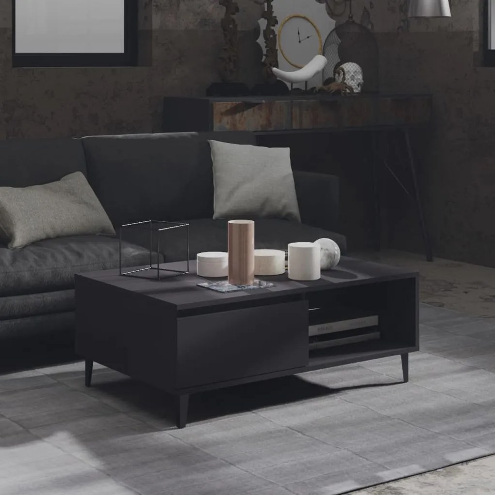 806006 vidaXL Mesa de centro 90x60x35 cm contraplacado cinzento