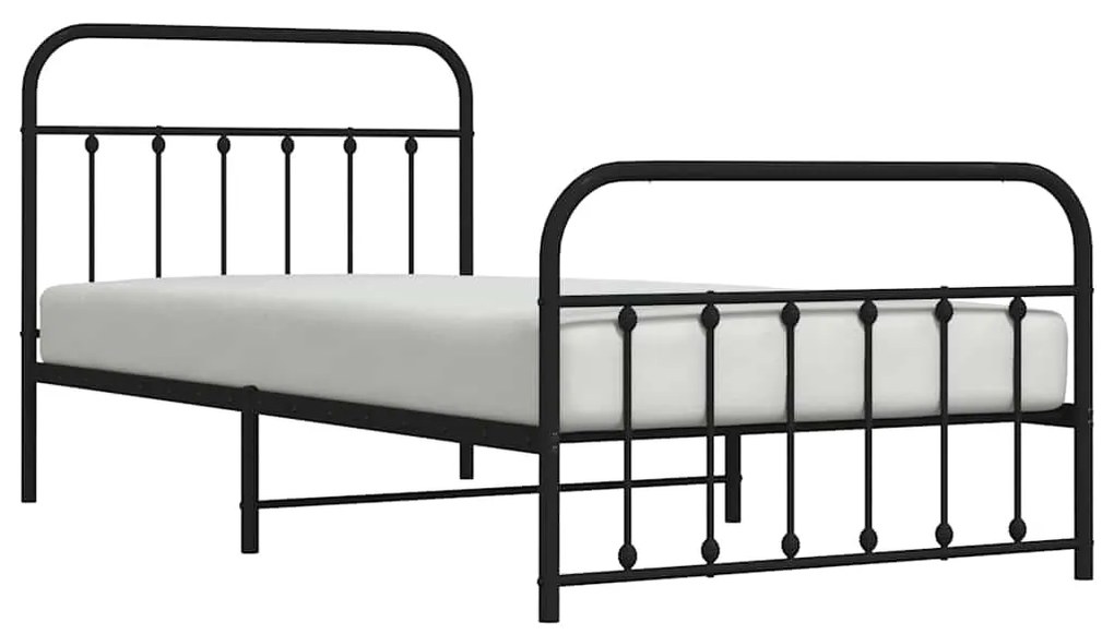 Estrutura de cama com cabeceira e pés 100x200 cm metal preto