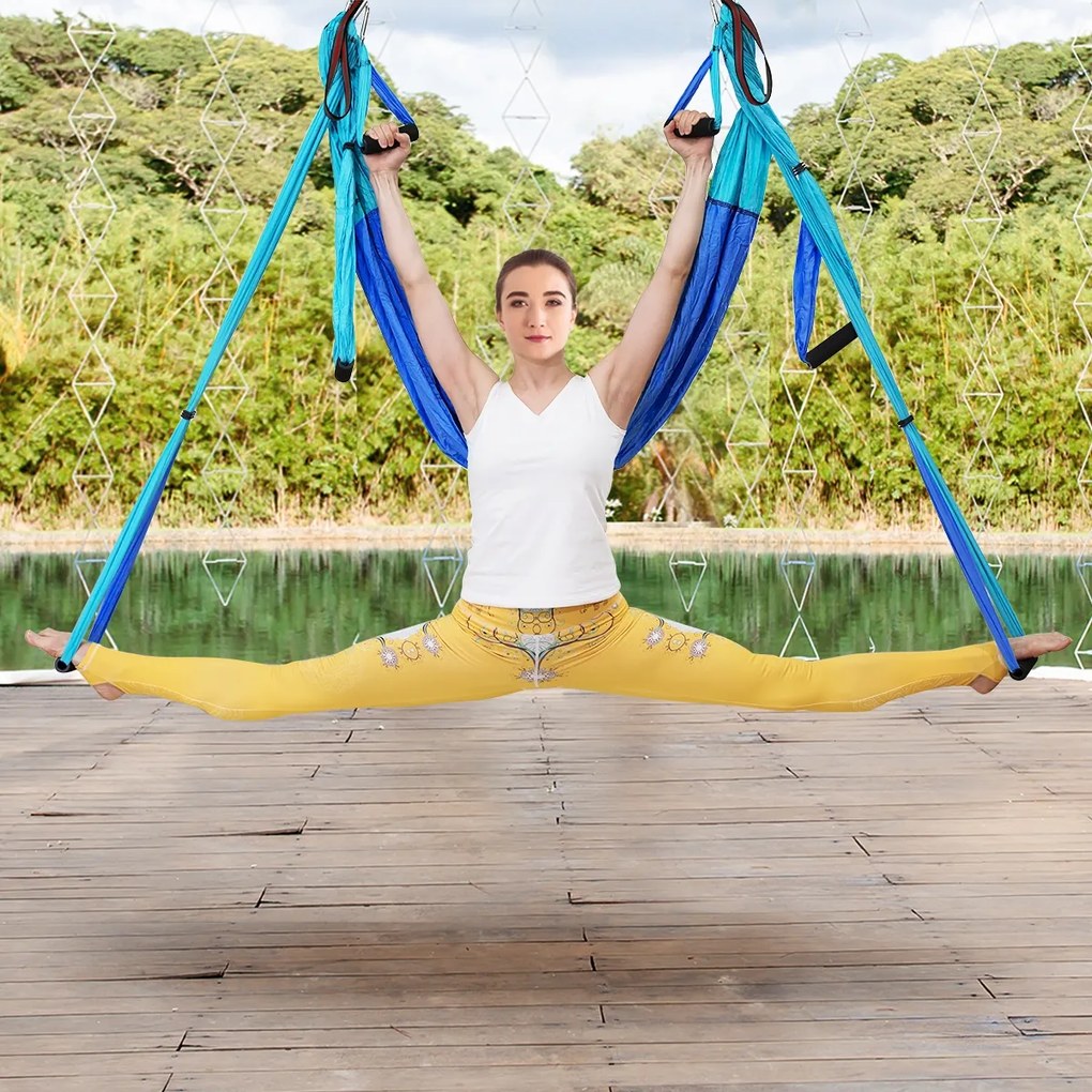 Rede Yoga Swing para Exercícios de Inversão Trapézio Azul