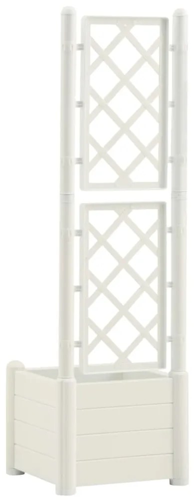 Vaso/floreira de jardim com treliça 43x43x142 cm PP branco