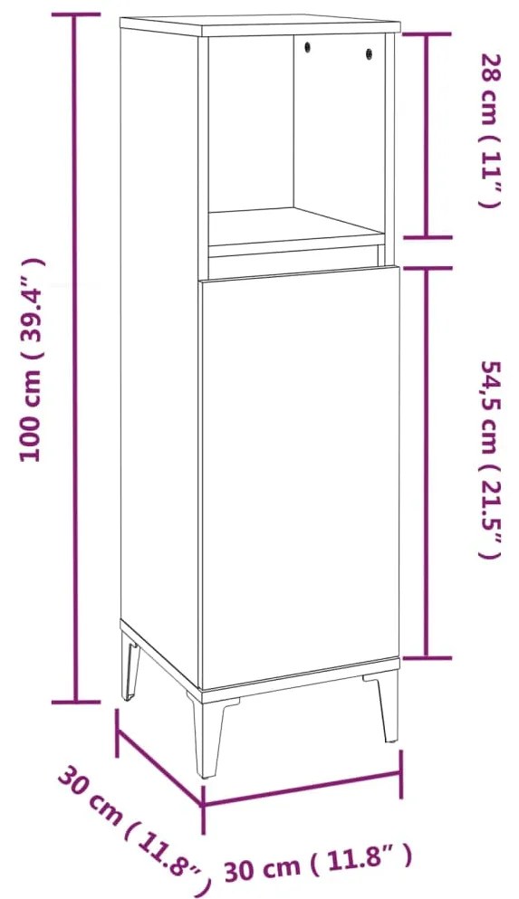 3 pcs Conjunto móveis casa de banho madeira proc. cinza sonoma