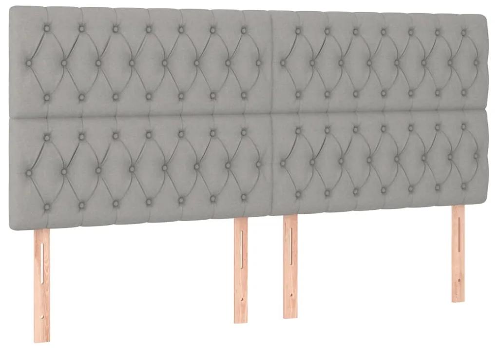 Cama com molas/colchão 200x200 cm tecido cinza-claro
