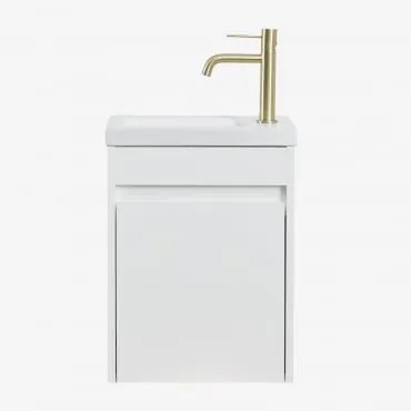 Conjunto De Móvel De Casa De Banho Em Madeira Com Lavatório Integrado Narek Branco & Sem Espelho & Dourado ↑20 Cm - Sklum