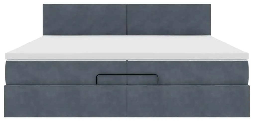Estrutura de cama otomana com colchão 200x200cm cinzento escuro