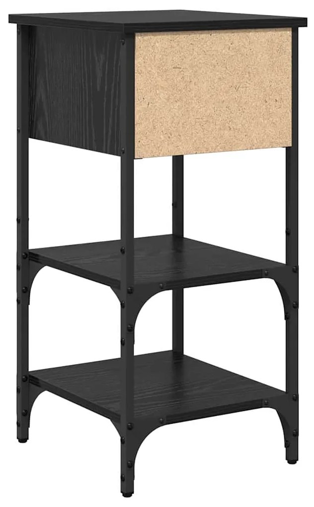 Mesa de Cabeceira Carvalho Preto 34x36x70 cm Madeira Engenheirada